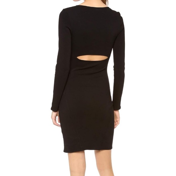 Helmut Helmut Lang Gala Piped Cutout Knit Long Sleeve Mini Dress Black - Picture 2 of 10